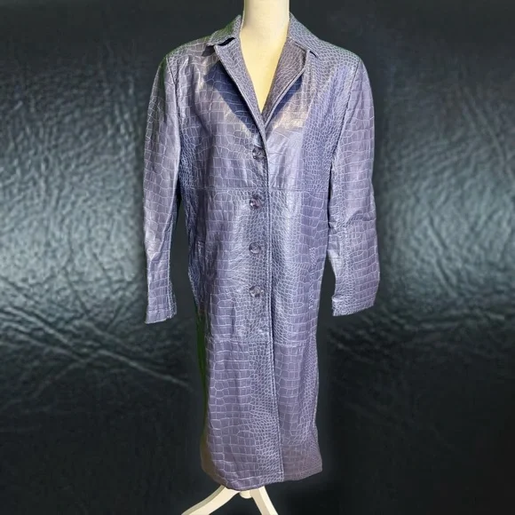 NWOT Hosbjerg Vegan Leather ‘Irah Croc Embossed Coat’ in “Dust Blue” Size Medium - Picture 8 of 16